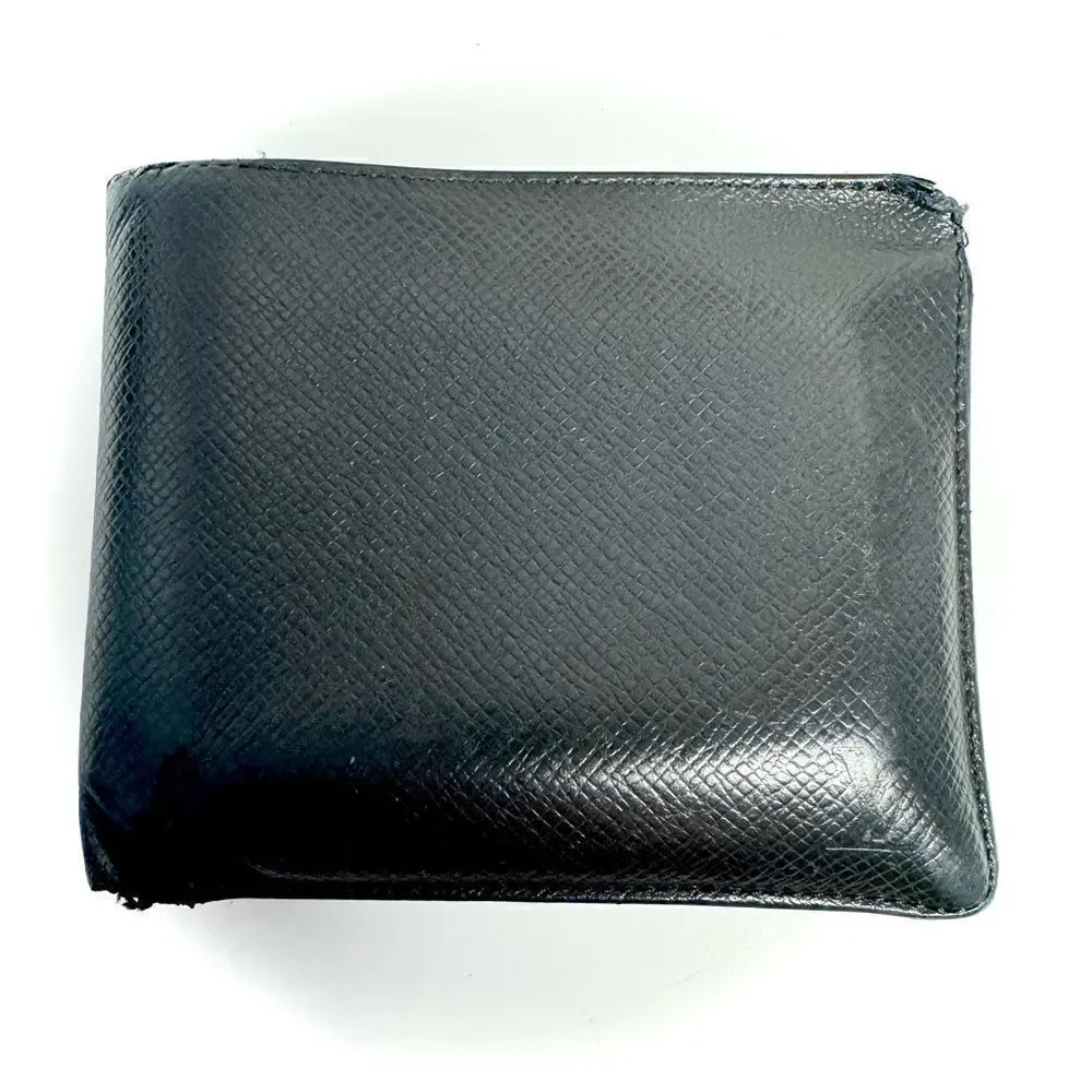 LV Louis Vuitton Black Epi Leather Bifold Wallet Bilfold Multiple Wallet MI0045